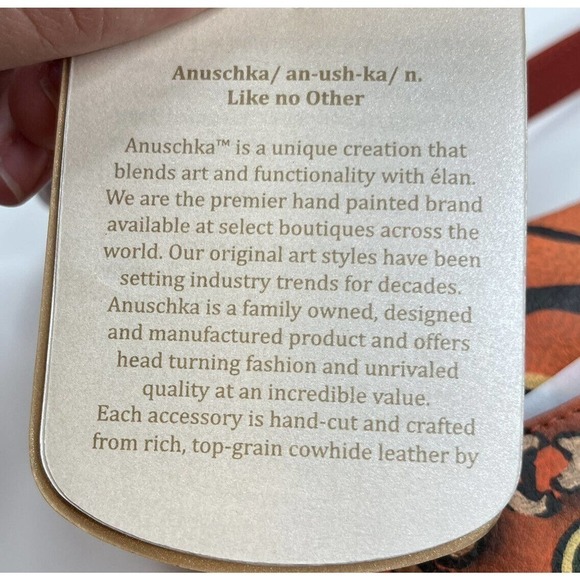 NWT Anuschka Painted Leather Shoulder Purse Wallet Set Women’s Orange - Picture 8 of 10